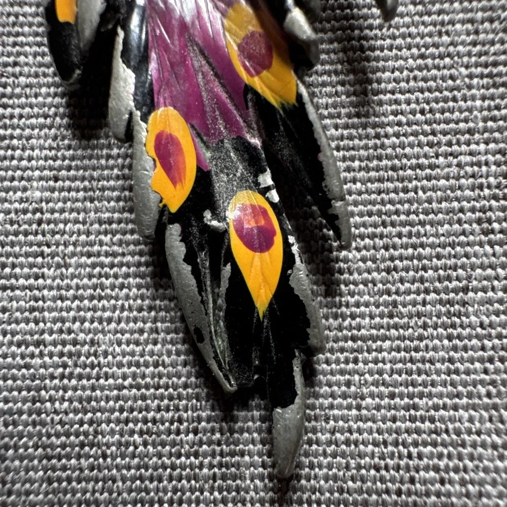 VTG Large Bird Perched Colorful Enamel‎ Pot Metal Rhinestone 1930-1940 Brooch